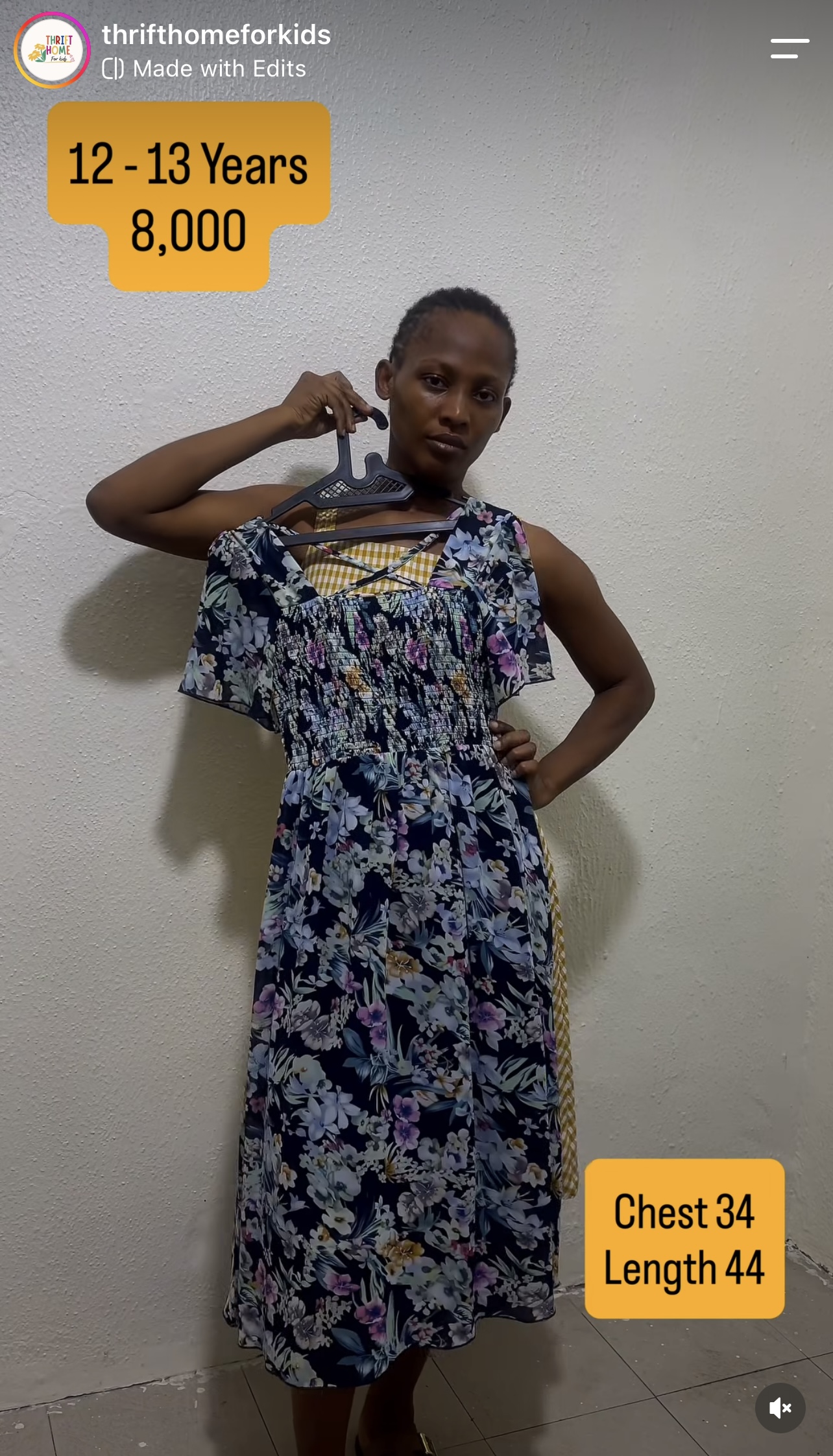 Smocked Blue Floral Print Dress