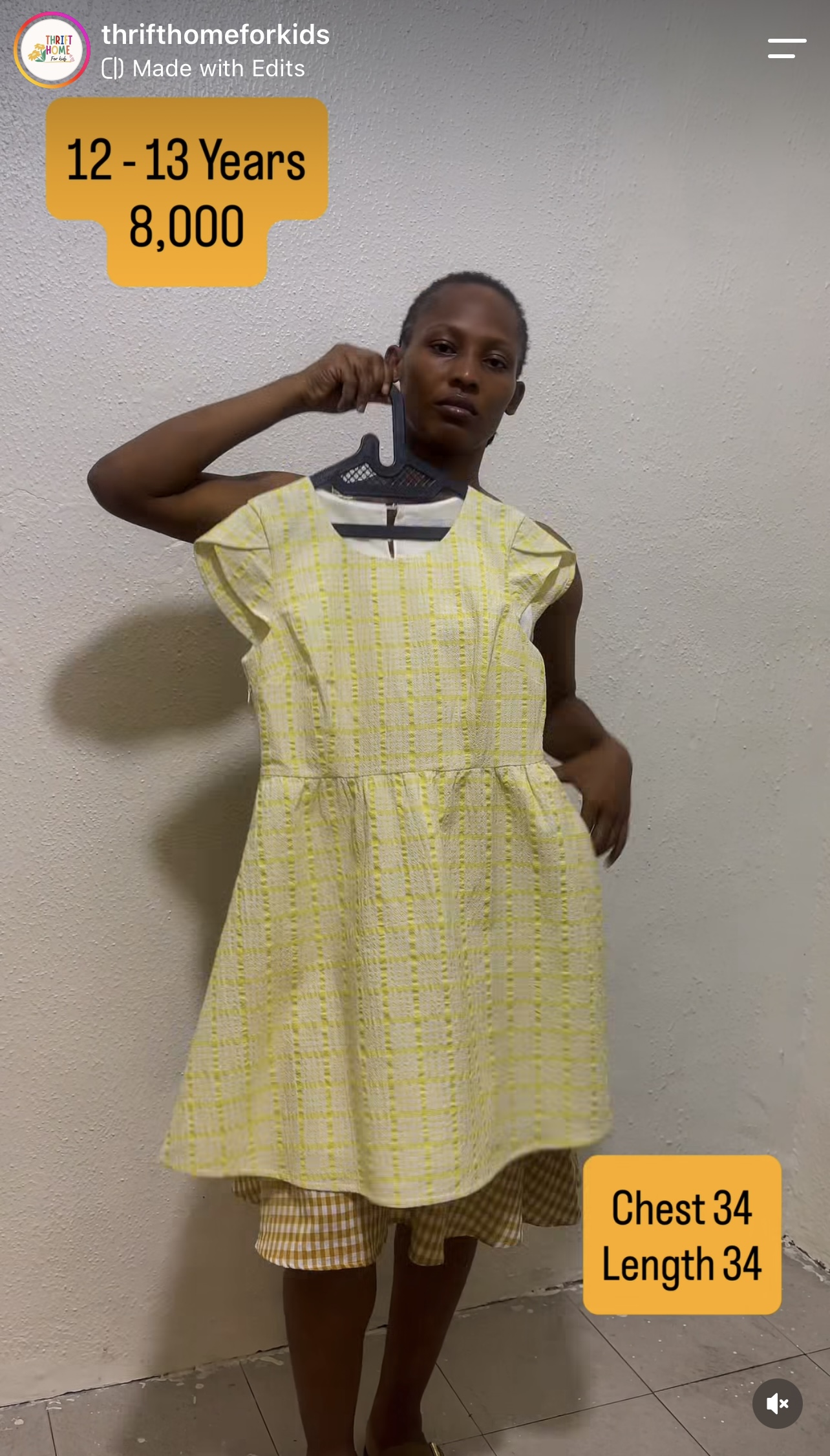Yellow & White Checkered Dress