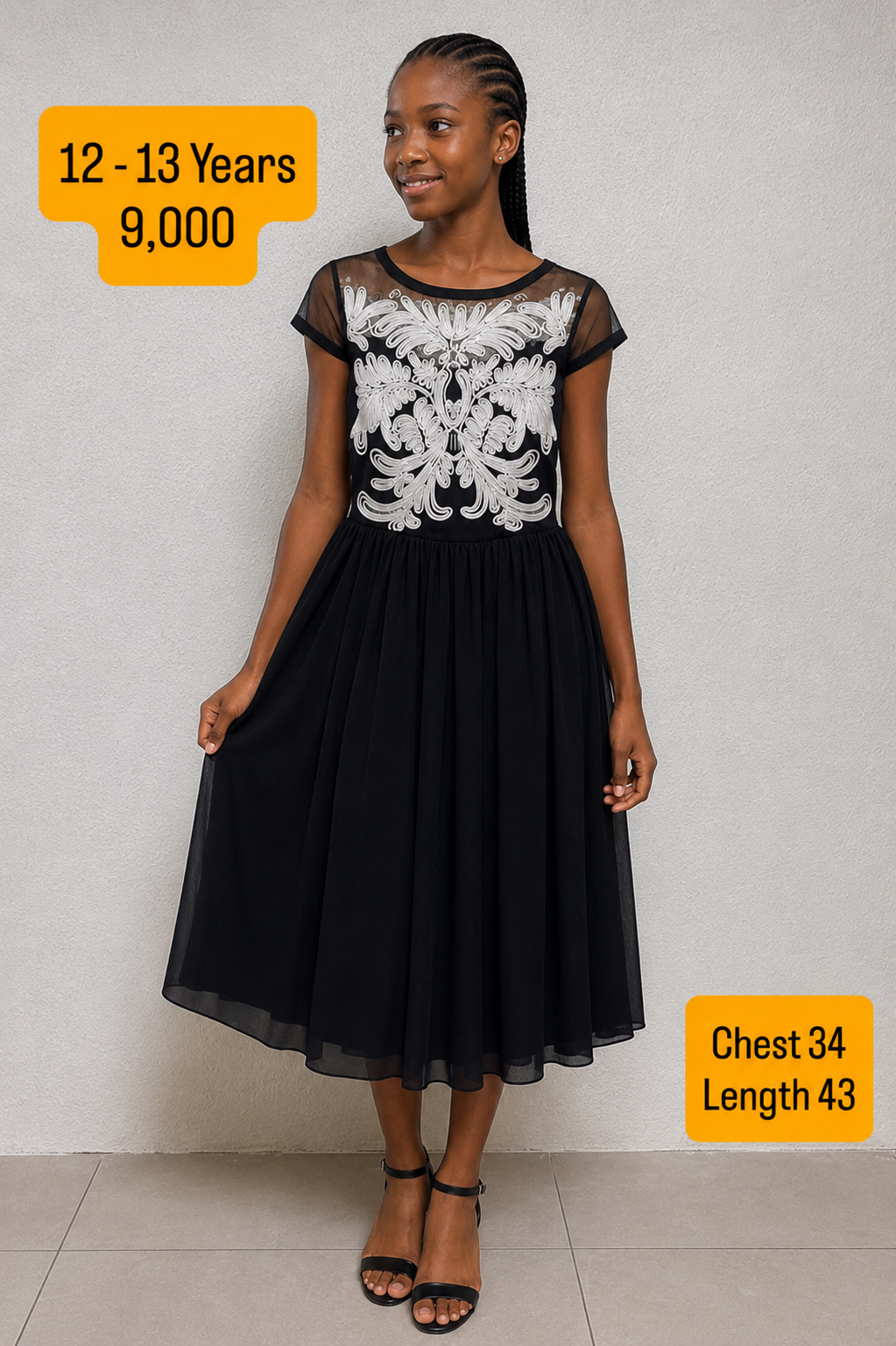 Black Cord Design Dress